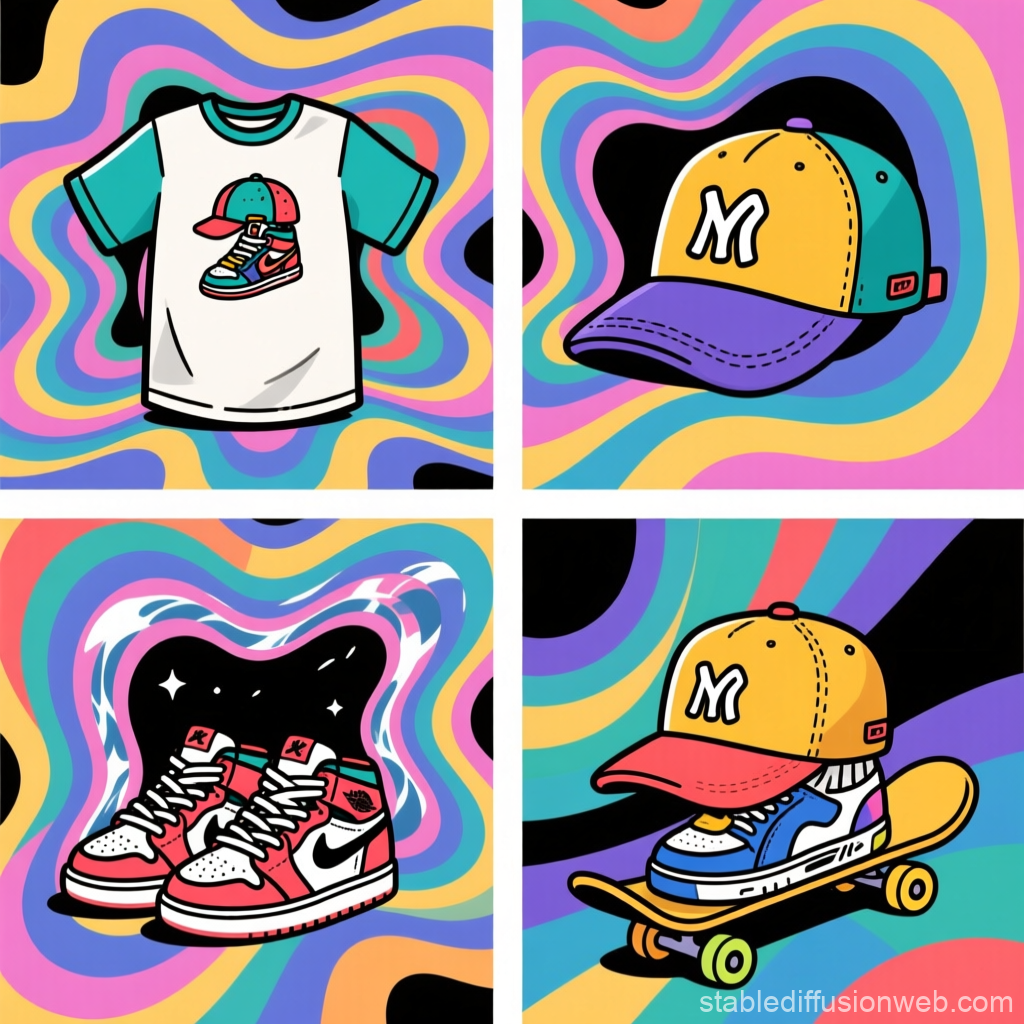 Vibrant Hip Hop Skater Streetwear Collection Illustration