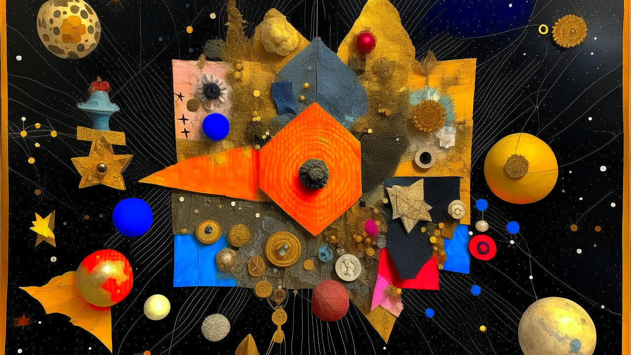 Vibrant Mixed Media Cosmic Collage