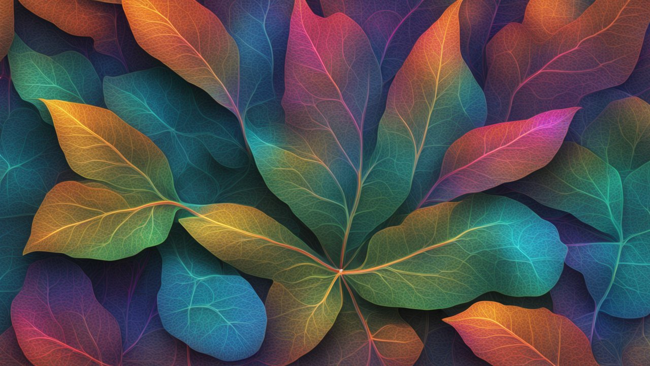 Vibrant Multicolor Leaves Digital Illustration