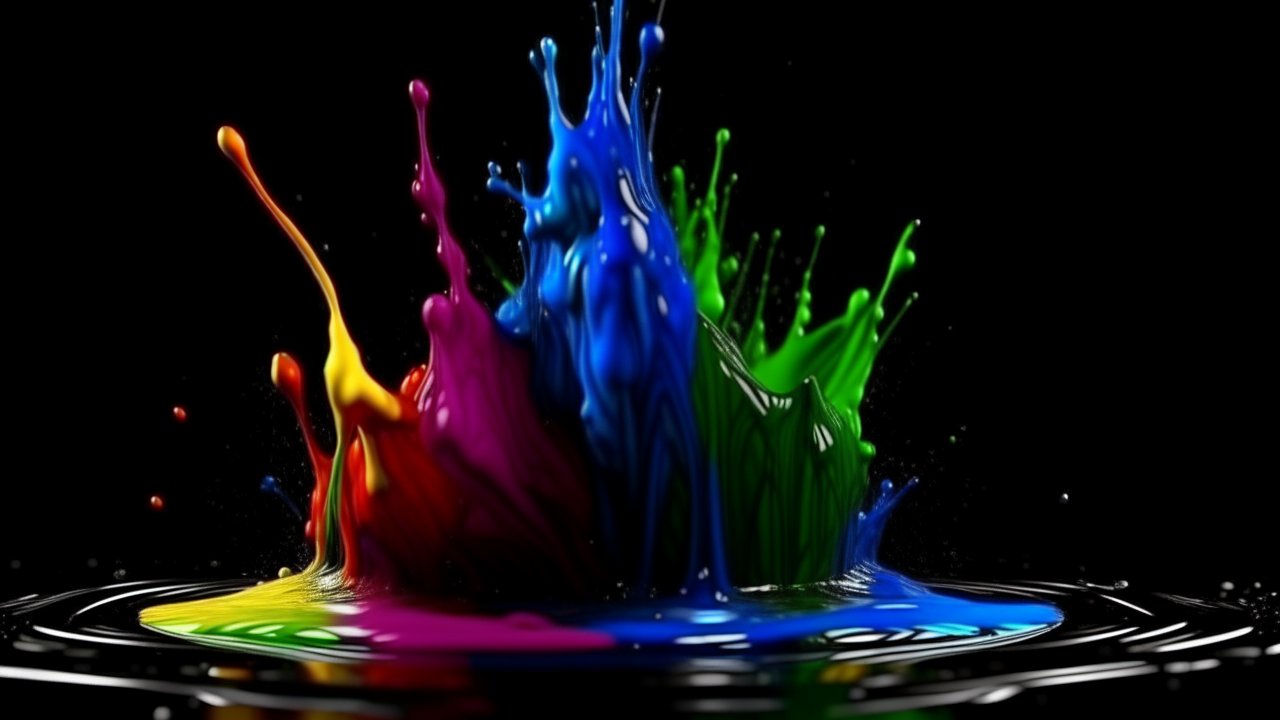 Vibrant Multicolor Paint Splash on Black Background