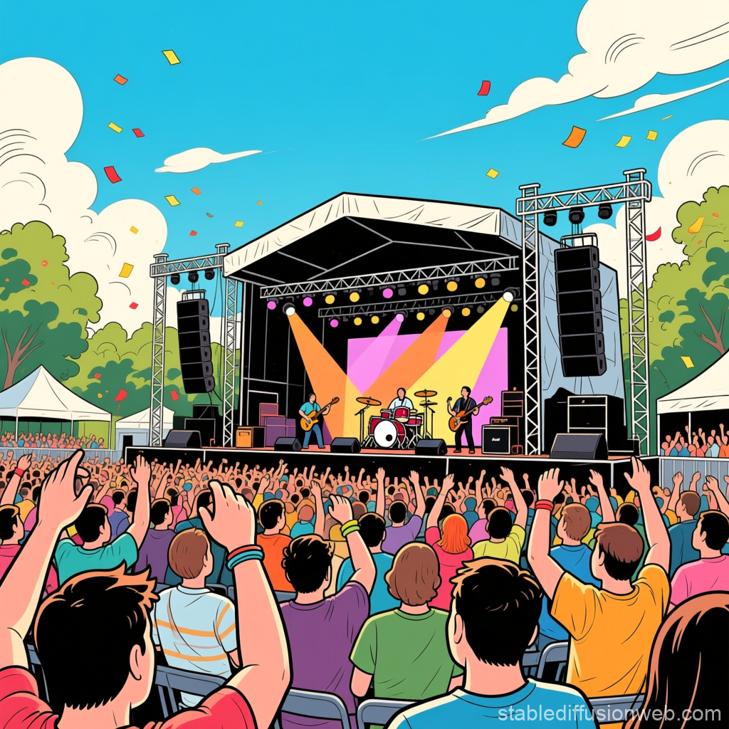Vibrant Outdoor Concert with Enthusiastic Crowd