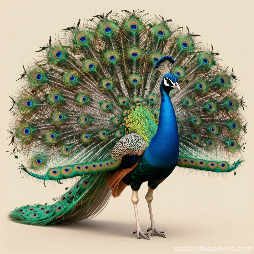 Vibrant Peacock with Full Feather Display