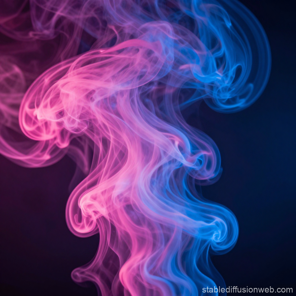 Vibrant Pink and Blue Smoke Swirls on Dark Background