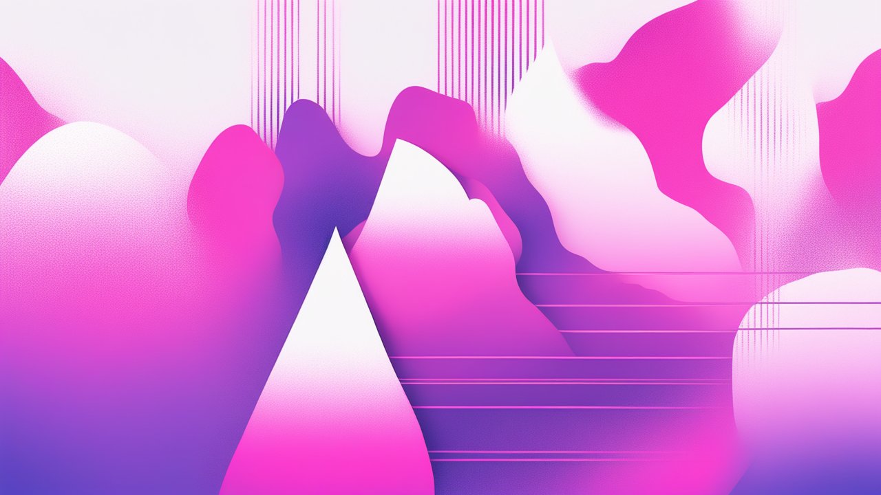 Vibrant Pink and Purple Abstract Landscape