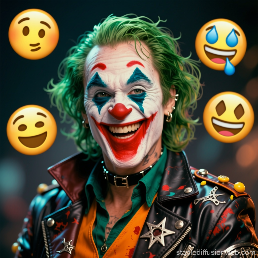 Vibrant Punk Clown with Emojis