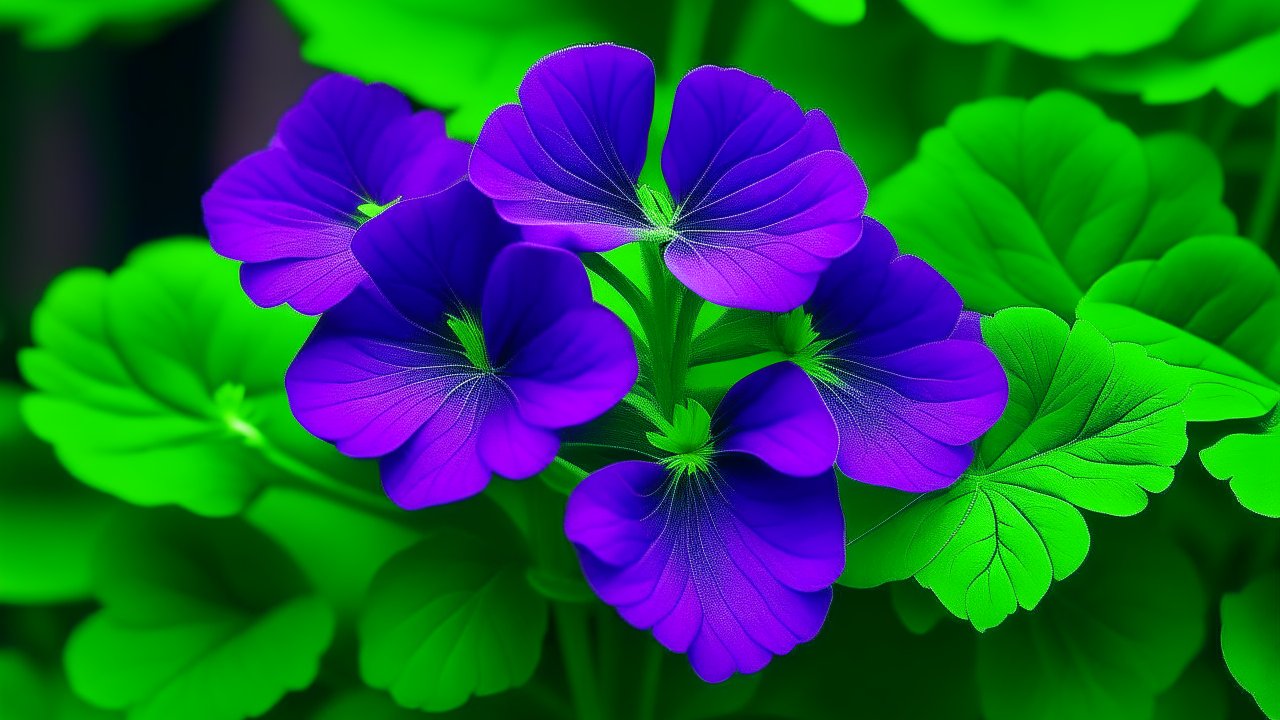 Vibrant Purple Flowers with Lush Green Leaves