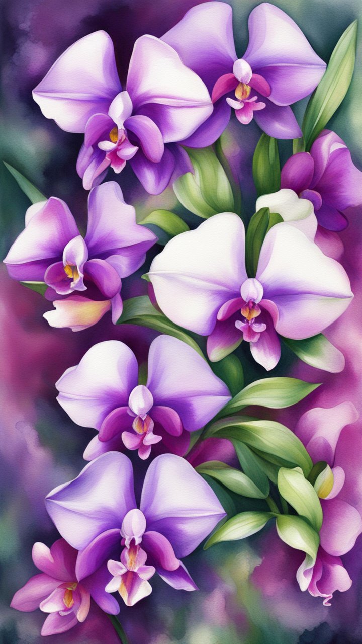 Vibrant Purple Orchid Fantasy Illustration