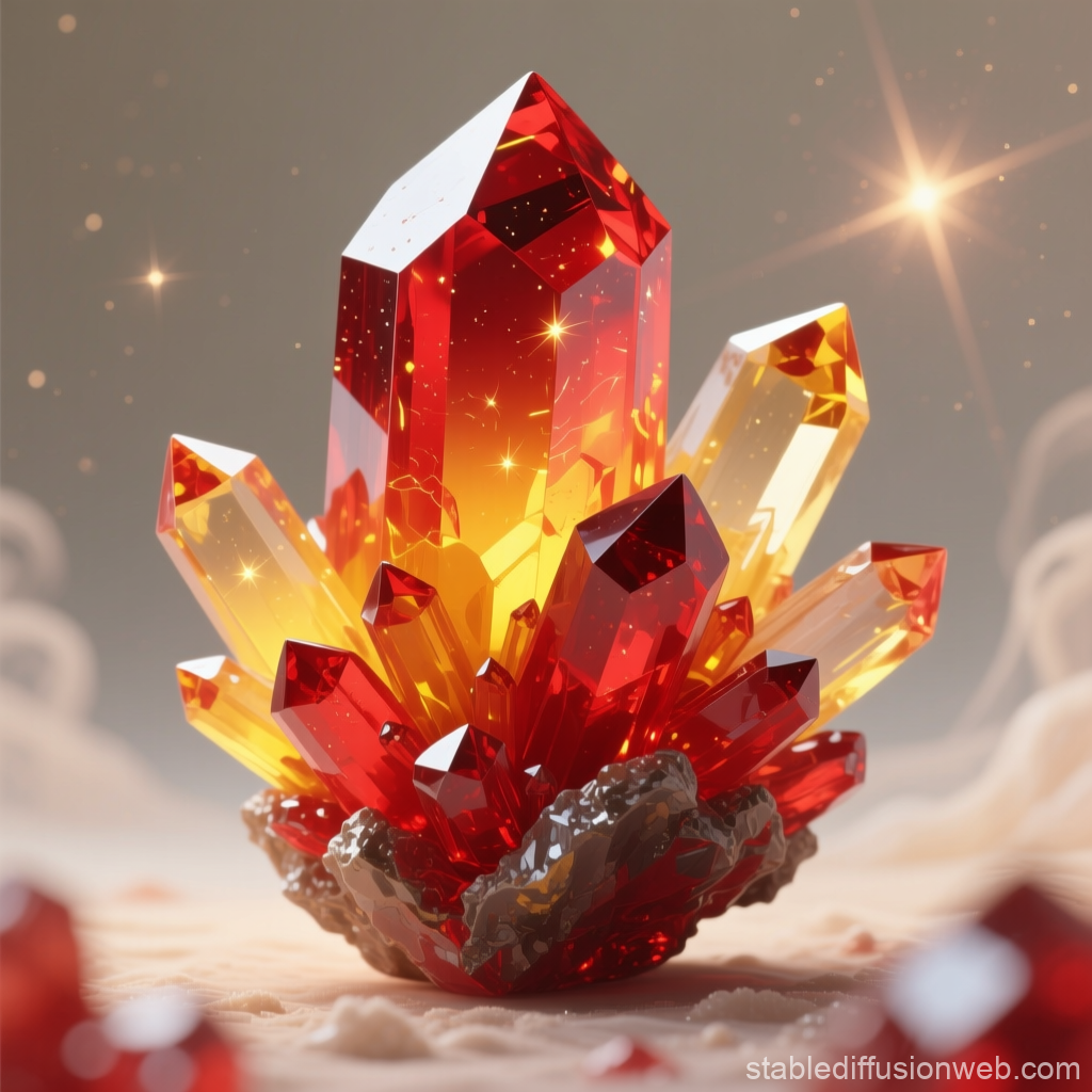 Vibrant Red and Yellow Crystal Cluster Macro