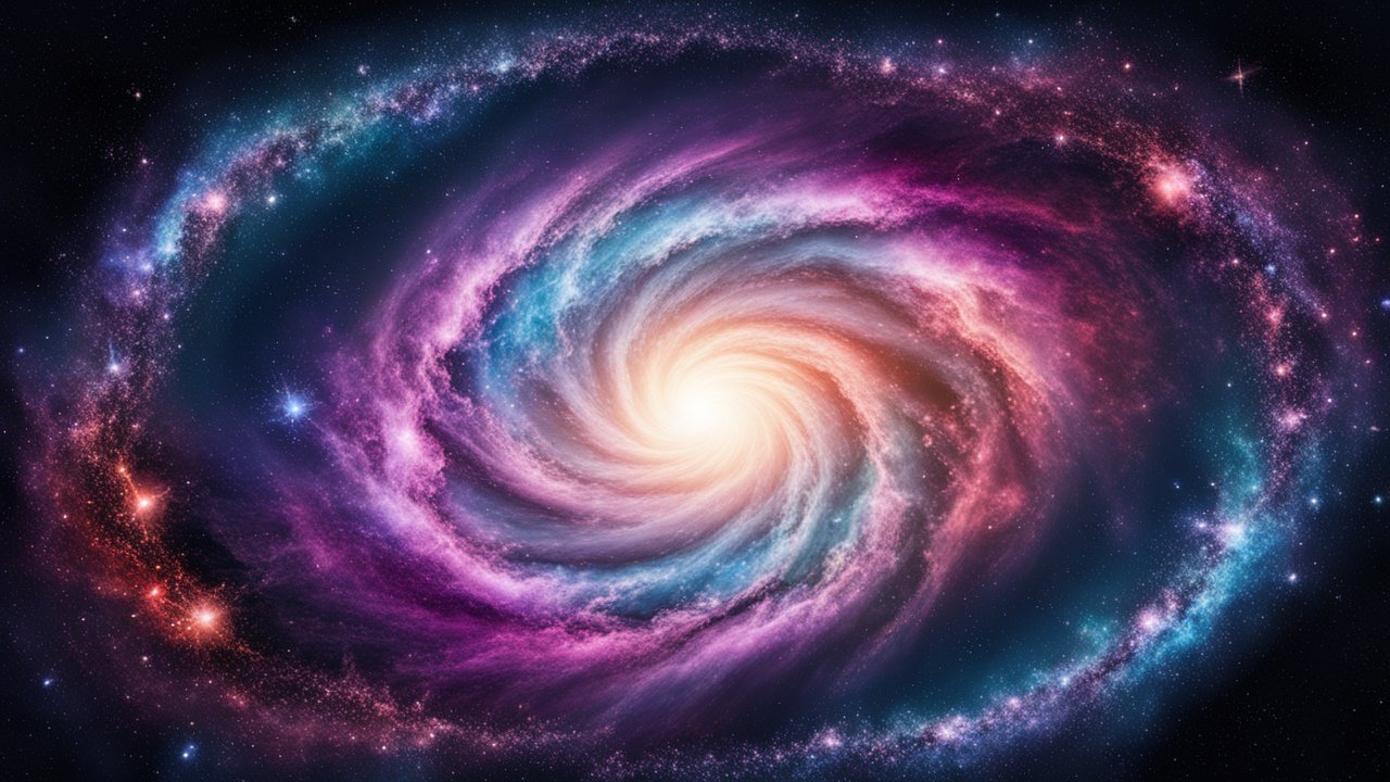 Vibrant Spiral Galaxy with Glowing Core