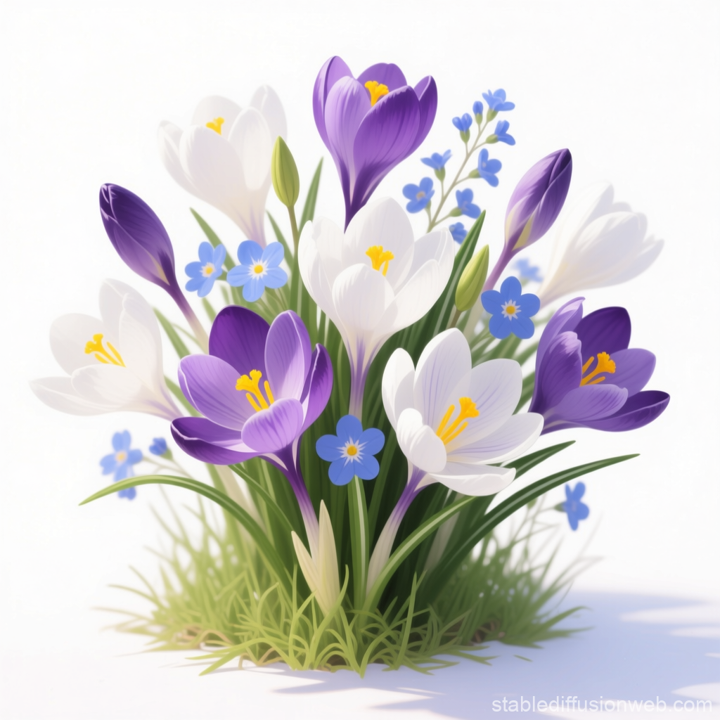 Vibrant Spring Crocus Bouquet with Blue Flowers