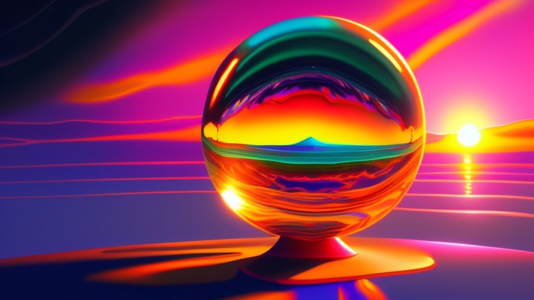 Vibrant Sunset Reflections in a Glass Sphere