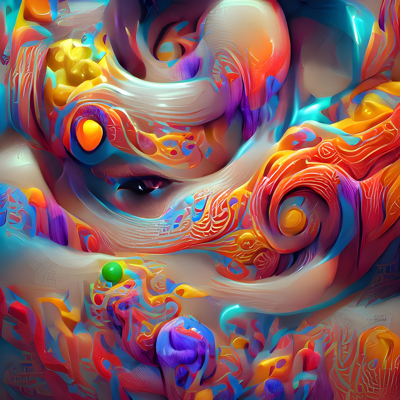 Vibrant Swirling Abstract Colorful Art