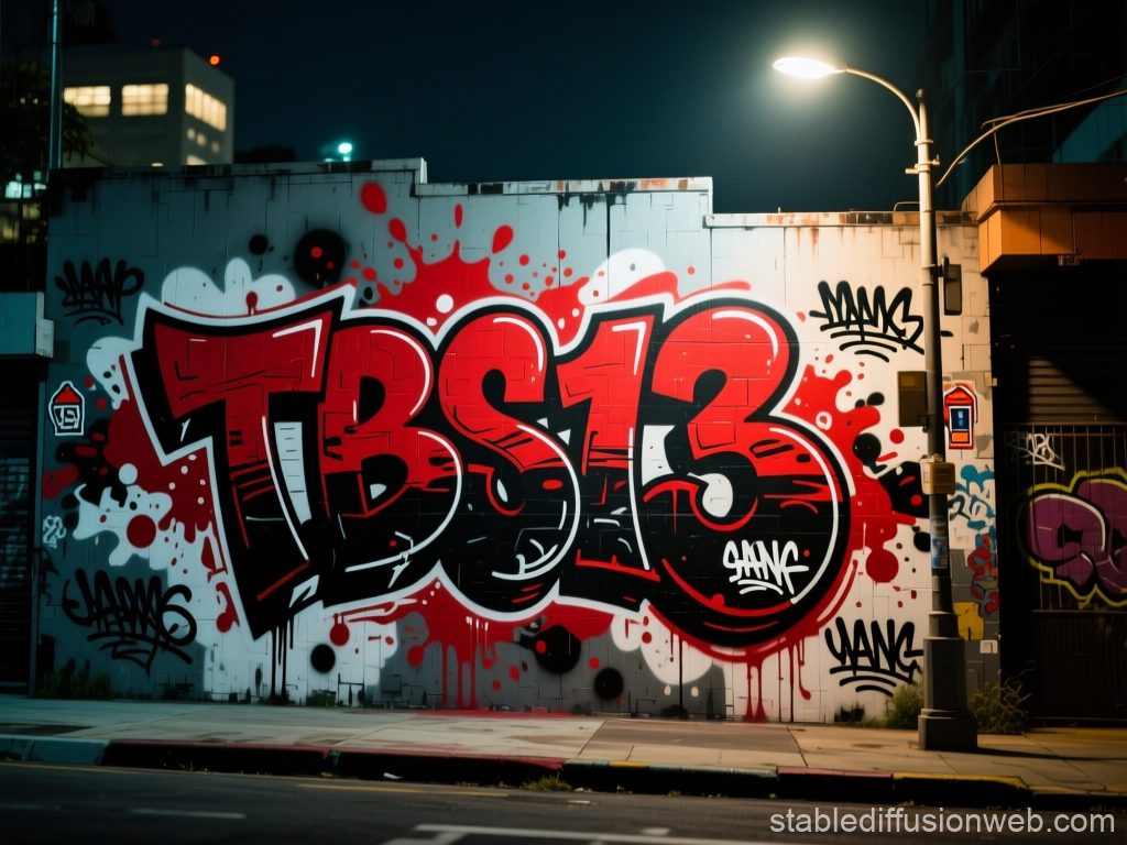 Vibrant TB S13 Graffiti Mural at Night