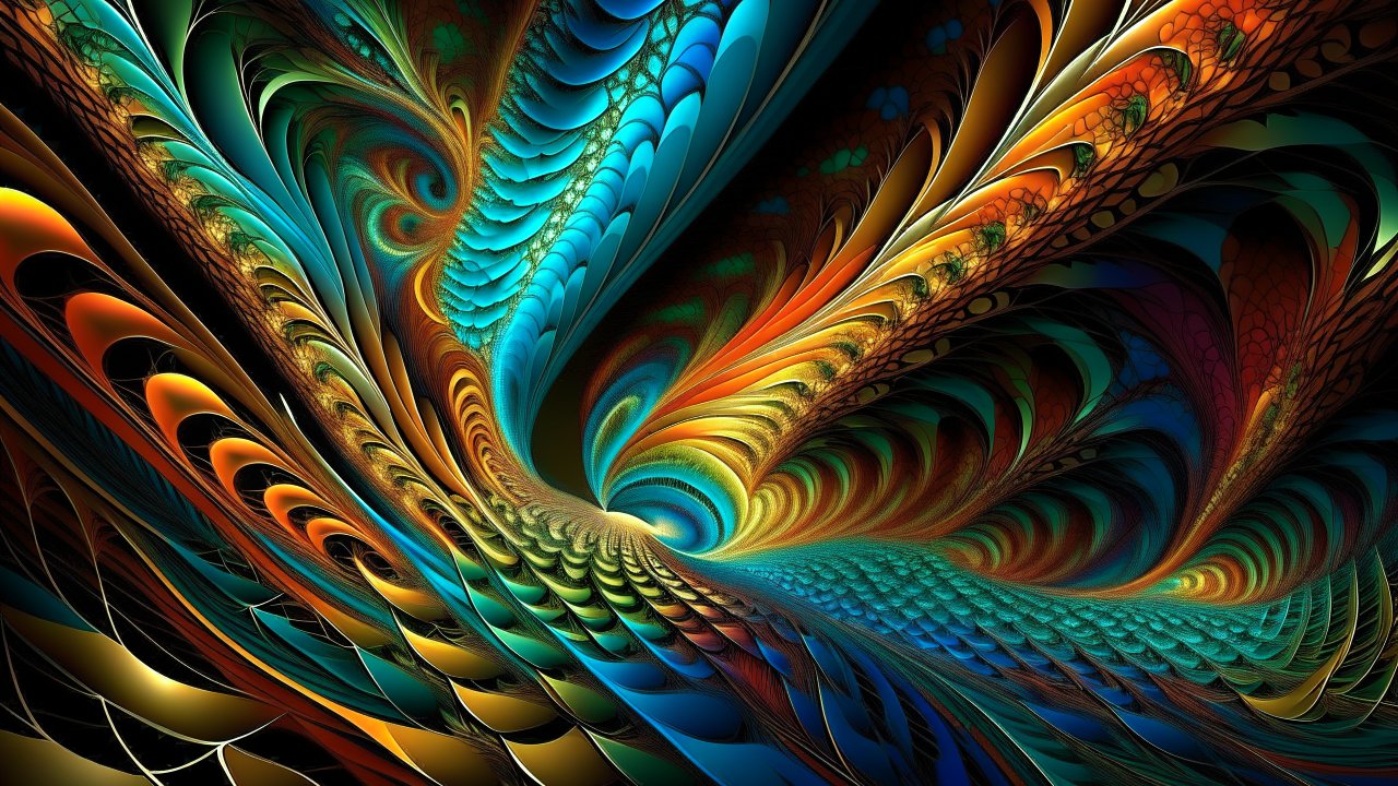 Vibrant Translucent Abstract Fractal Swirls