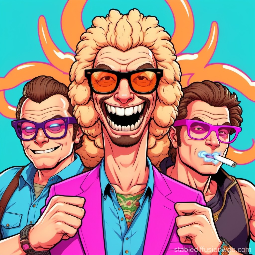 Vibrant Trio with Retro Sunglasses and Bold Attitudes