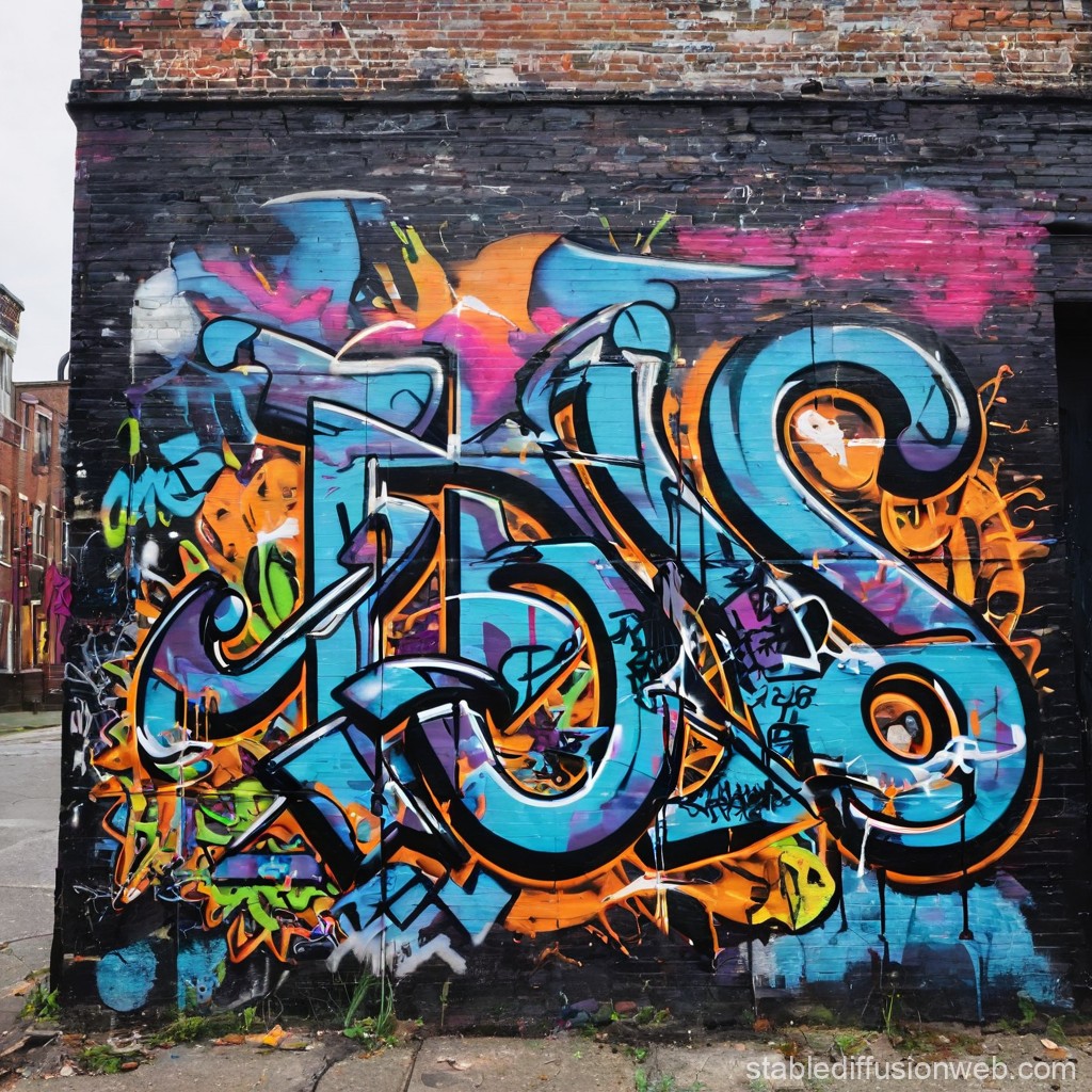 Vibrant Urban Graffiti Art on Brick Wall