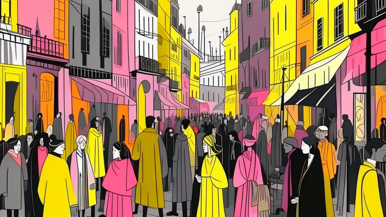 Vibrant Urban Street Scene in Arcane Animation Style