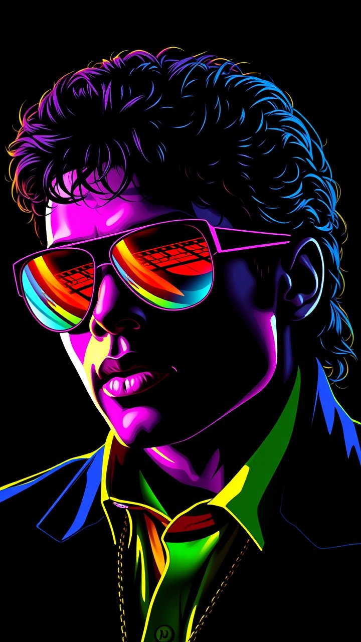 Vibrant WPAP Pop Art Portrait with Reflective Sunglasses