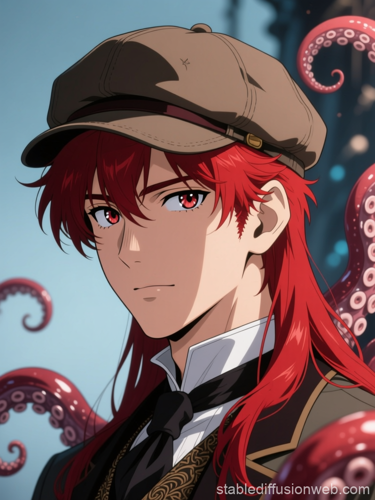Victorian Newsboy with Red Hair and Tentacles