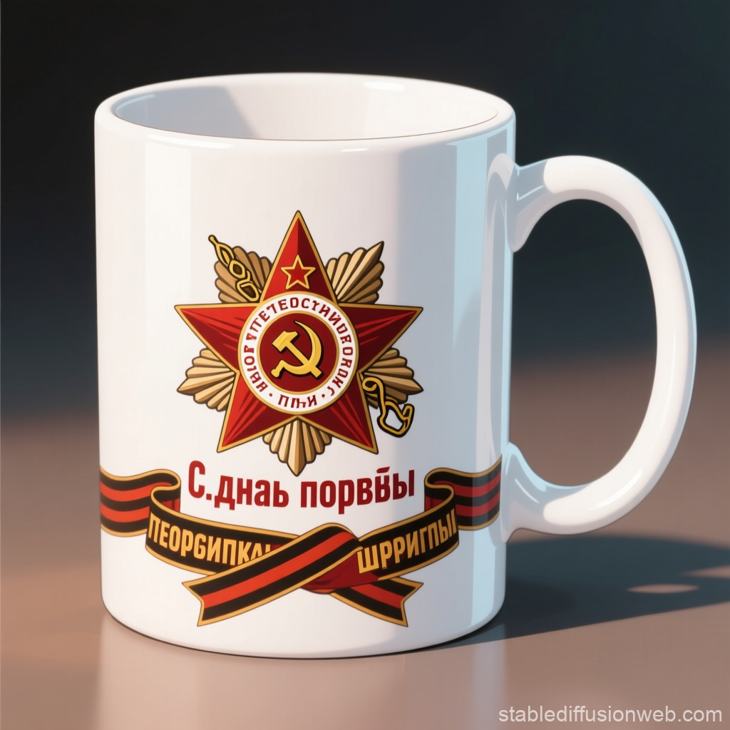 Victory Day Commemorative Mug with Soviet Emblem