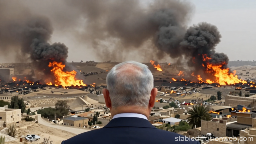 View of a Burning Valley with Smoke and Flames