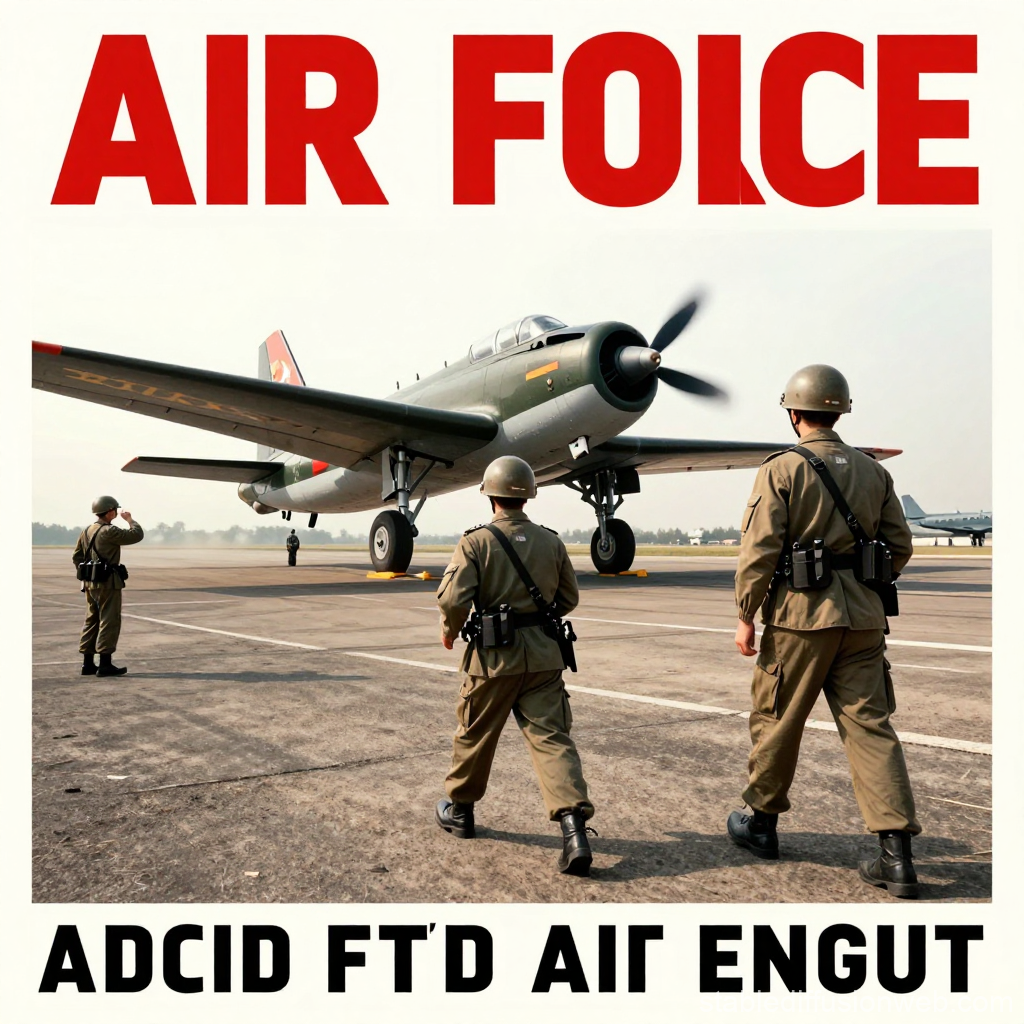 Vintage Air Force Propaganda Poster with Military Aircraft