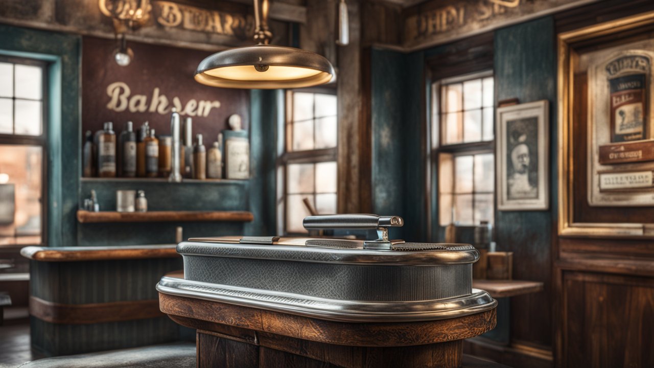 Vintage Barber Shop Interior with Classic Tools