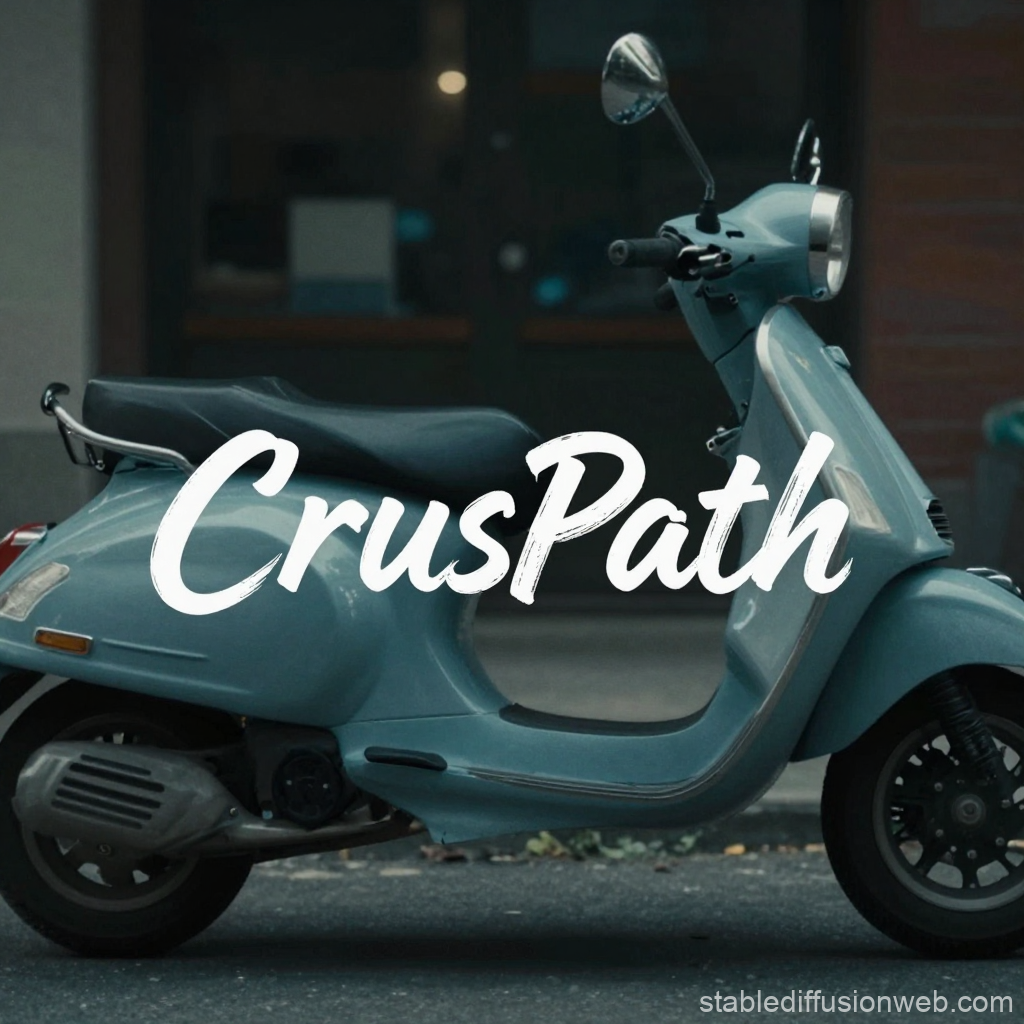 Vintage Blue Scooter with CrusPath Calligraphy Logo