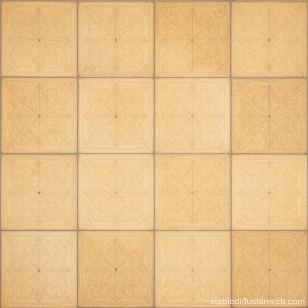 Vintage Cafe Floor Texture with Ornate Square Tiles