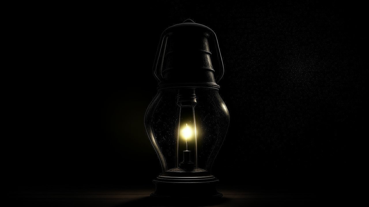 Vintage Lantern Glowing in the Dark