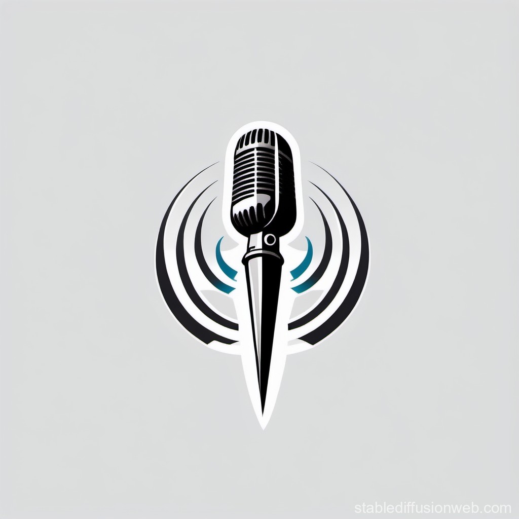 Vintage Microphone with Sound Waves Logo