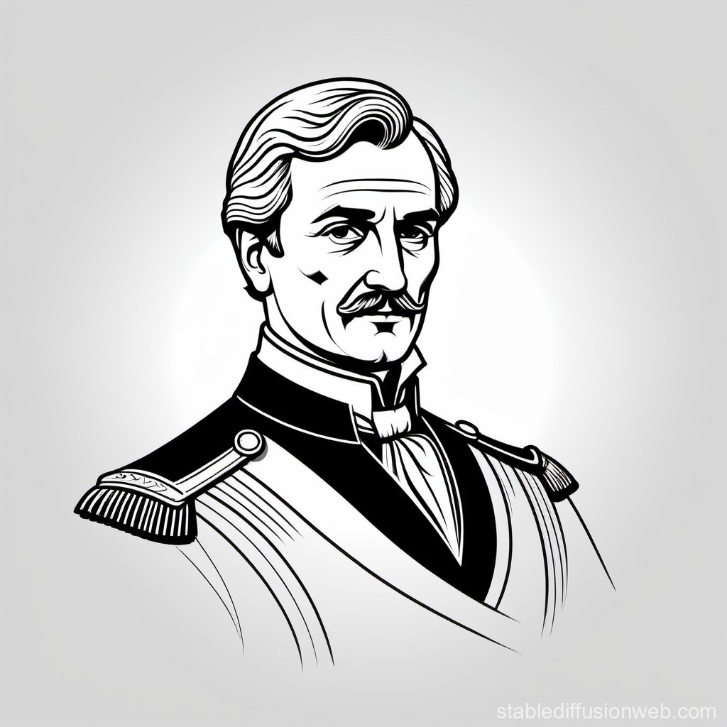 Vintage Military Officer Portrait Illustration