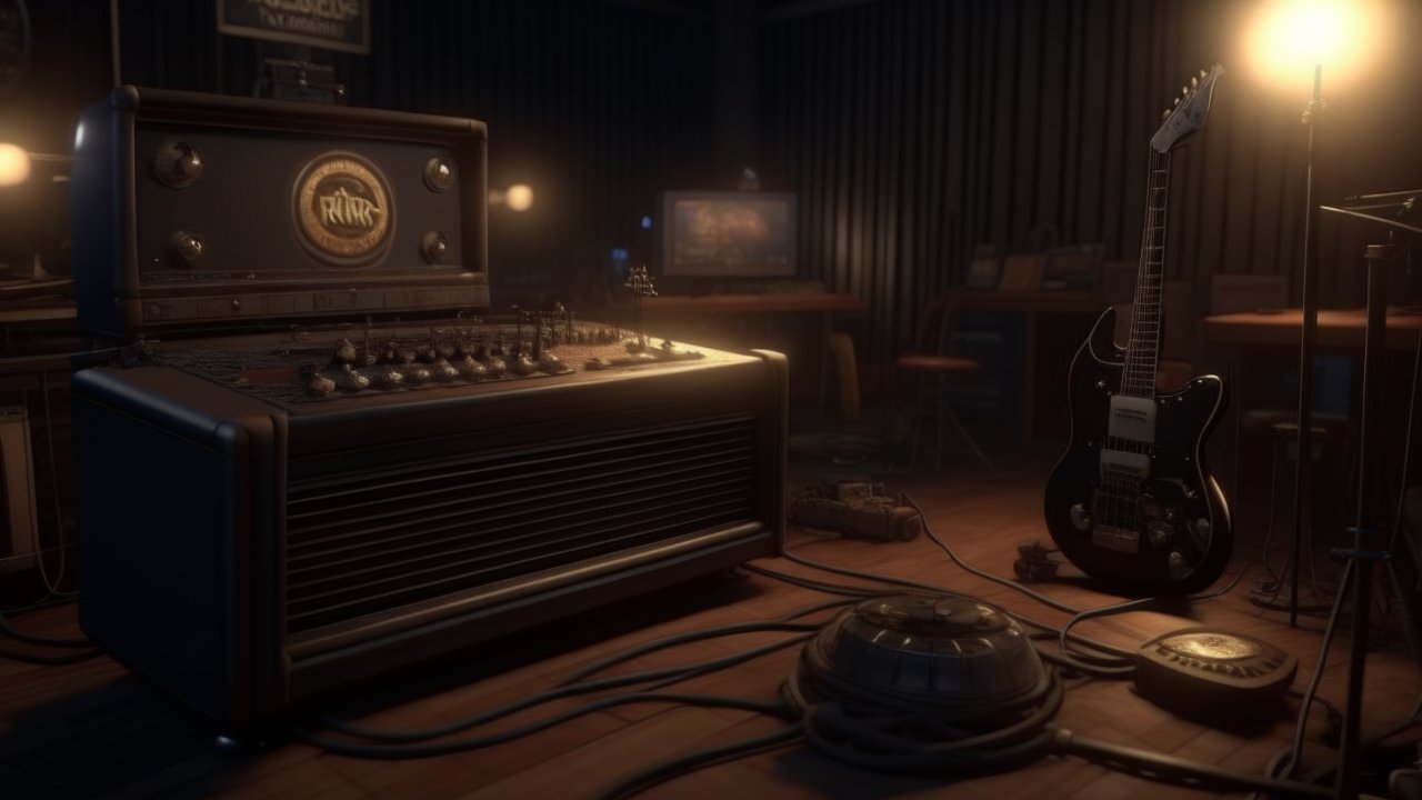 Vintage Music Studio with Electric Guitar and Amplifier