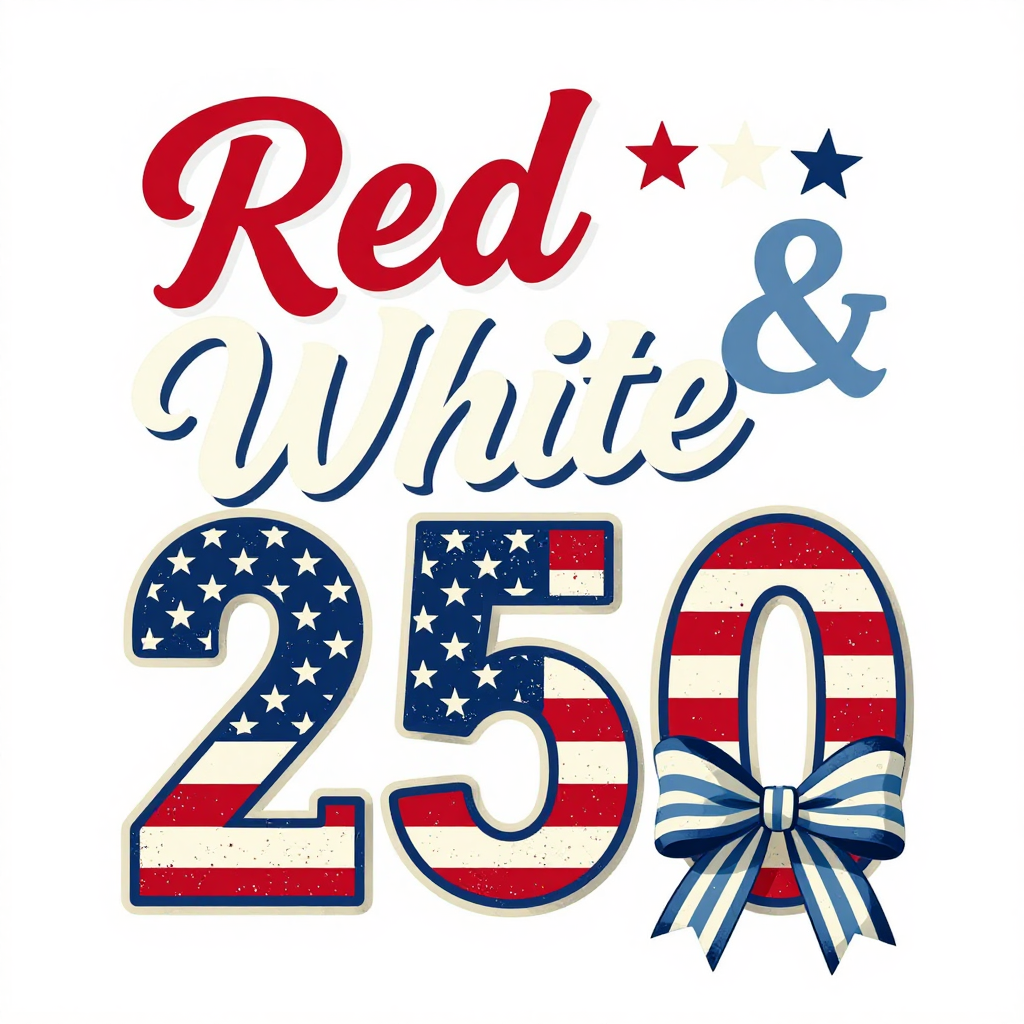 Vintage Patriotic Red White & 250 Typography Design
