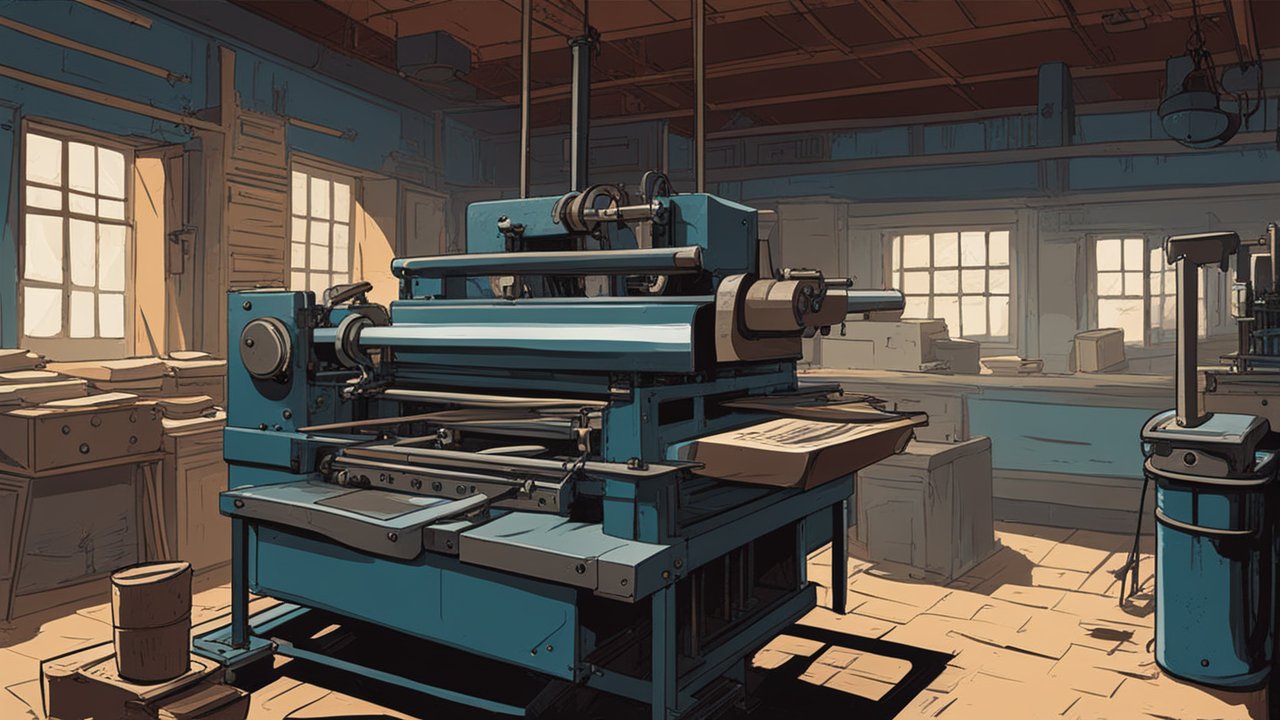 Vintage Printing Press in Historic Workshop