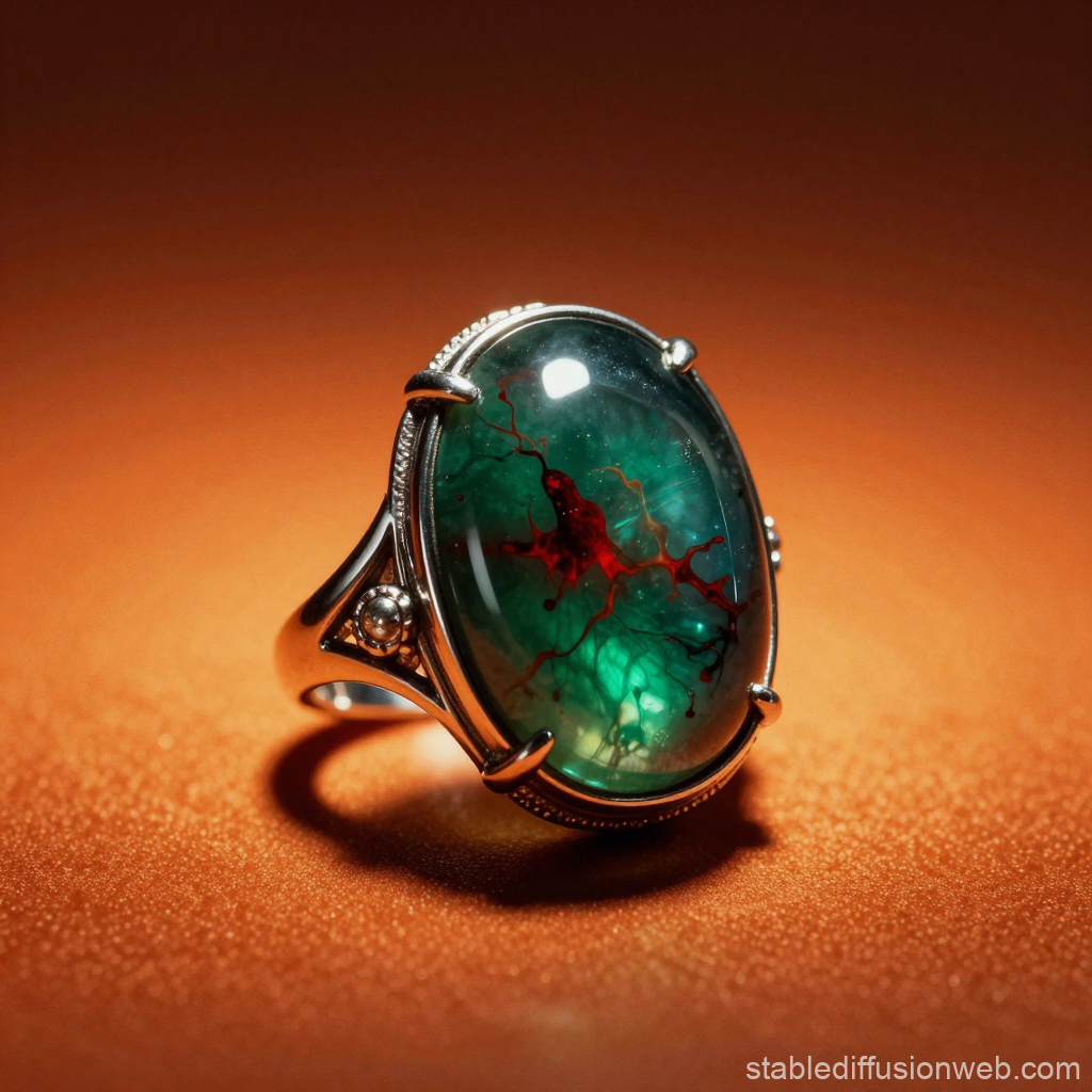 Vintage Silver Ring with Green Chalcedony Gemstone