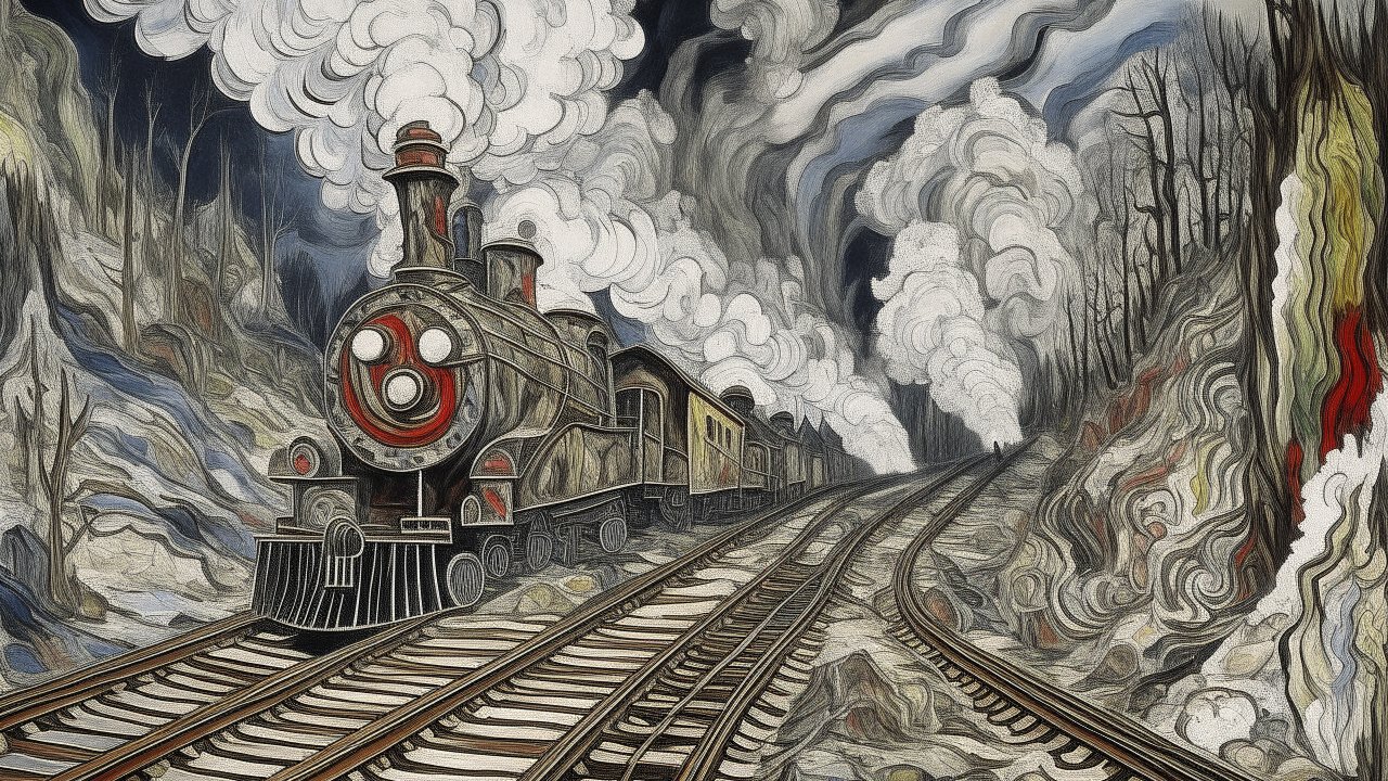 Vintage Steam Train on Mountain Railway