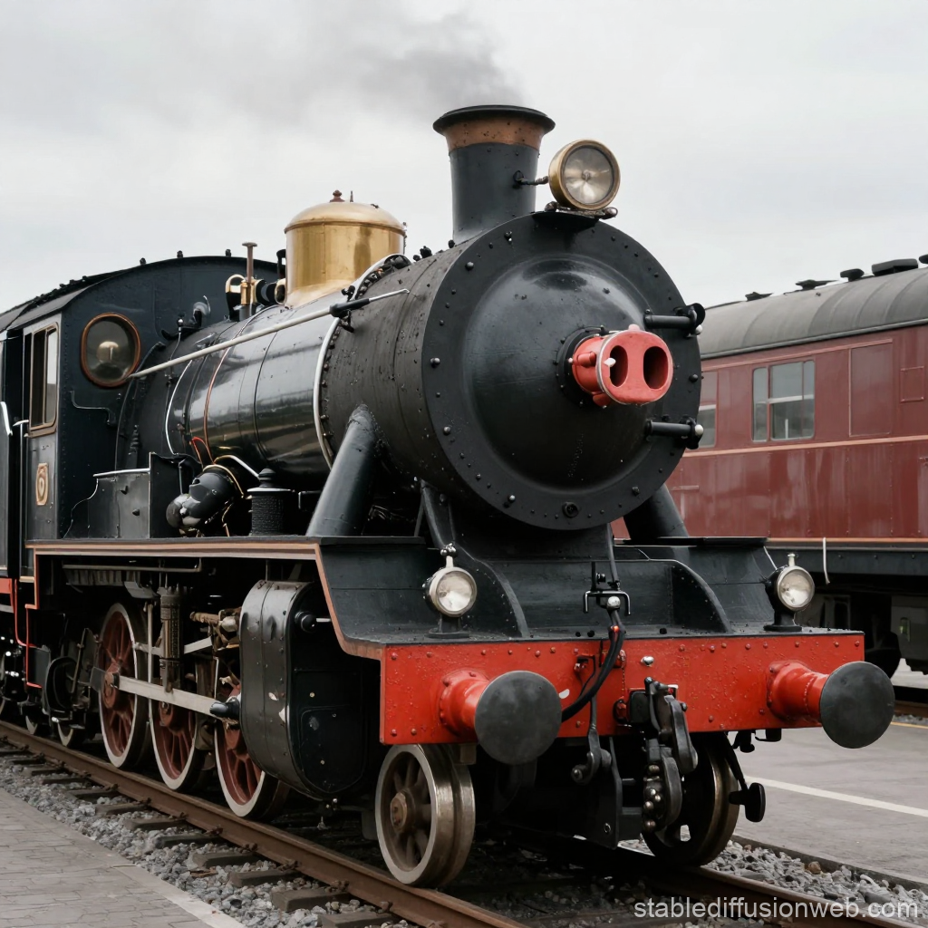 Vintage Steam Train with Pig Snout Front Detail