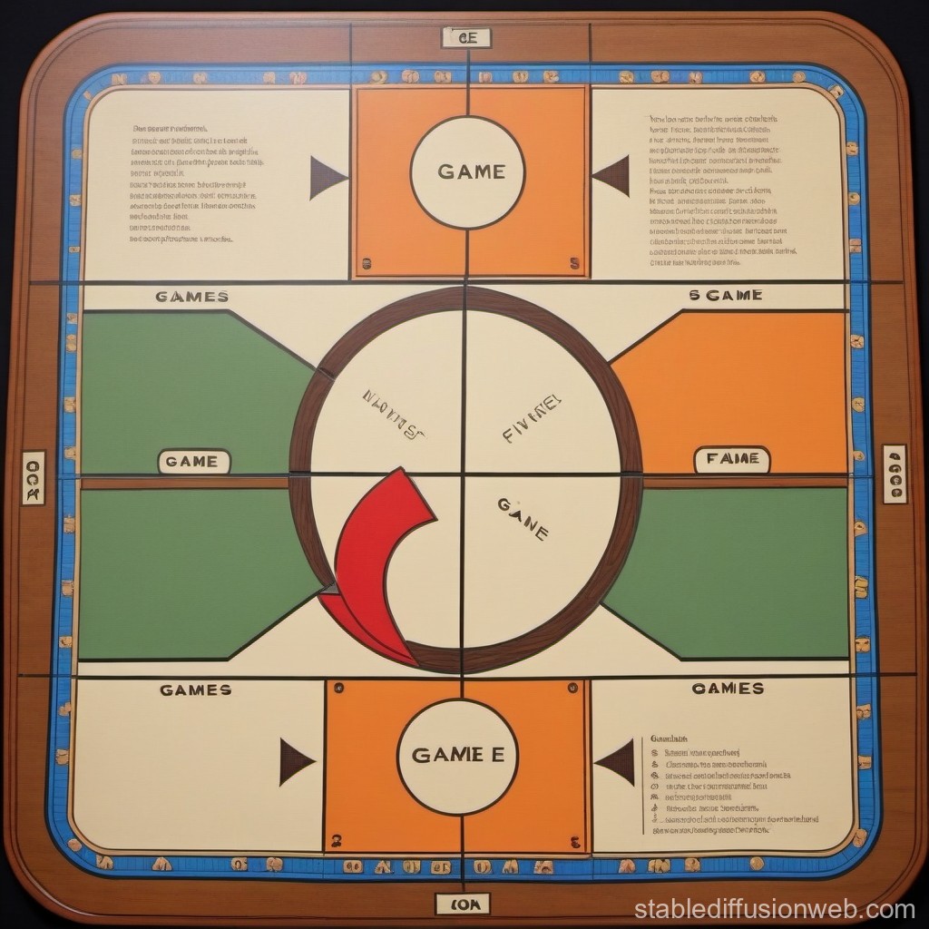 Vintage Style Board Game Layout with Sections and Instructions