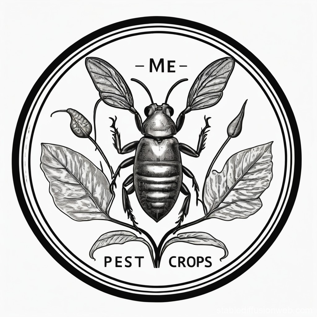 Vintage Style Insect Pest Emblem with Botanical Elements