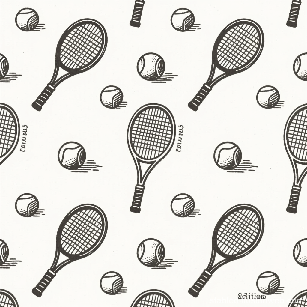 Vintage Tennis Racket and Ball Pattern