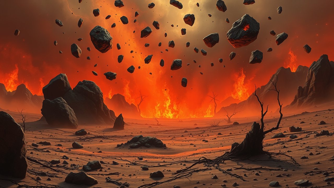 Volcanic Eruption with Floating Lava Rocks