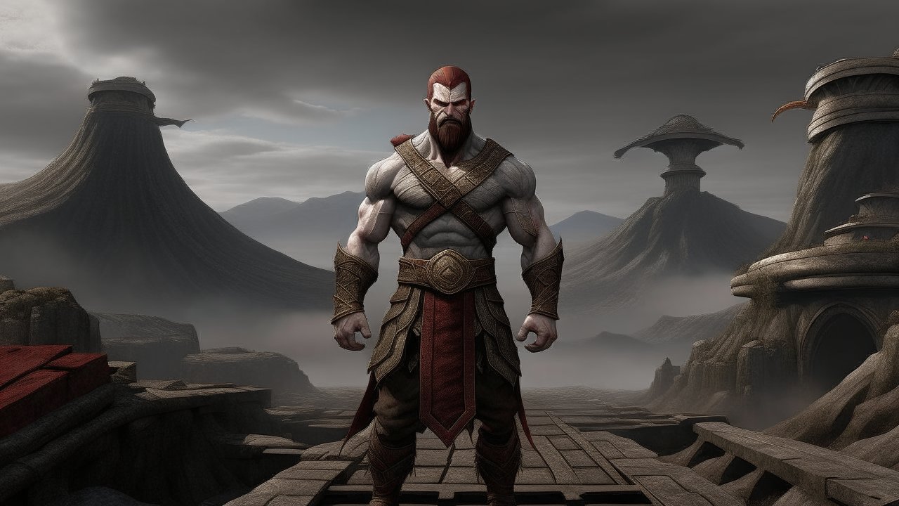 Warrior Standing in Mystical Ancient Landscape