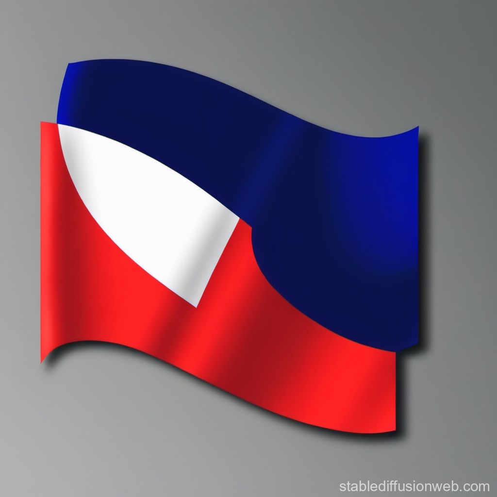 Waving Flag with Blue, White, and Red Colors