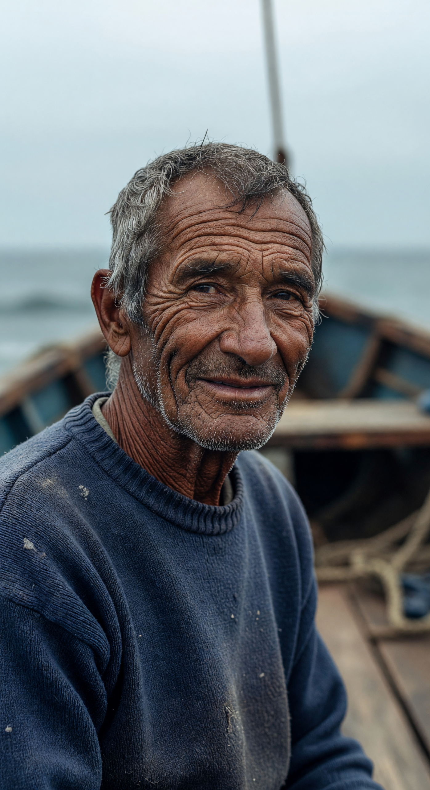 Weathered Gaze of an Old Fisherman