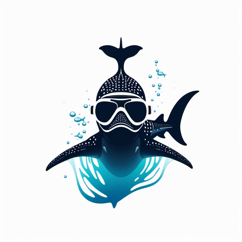 Whale Shark Wearing Diving Mask Illustration