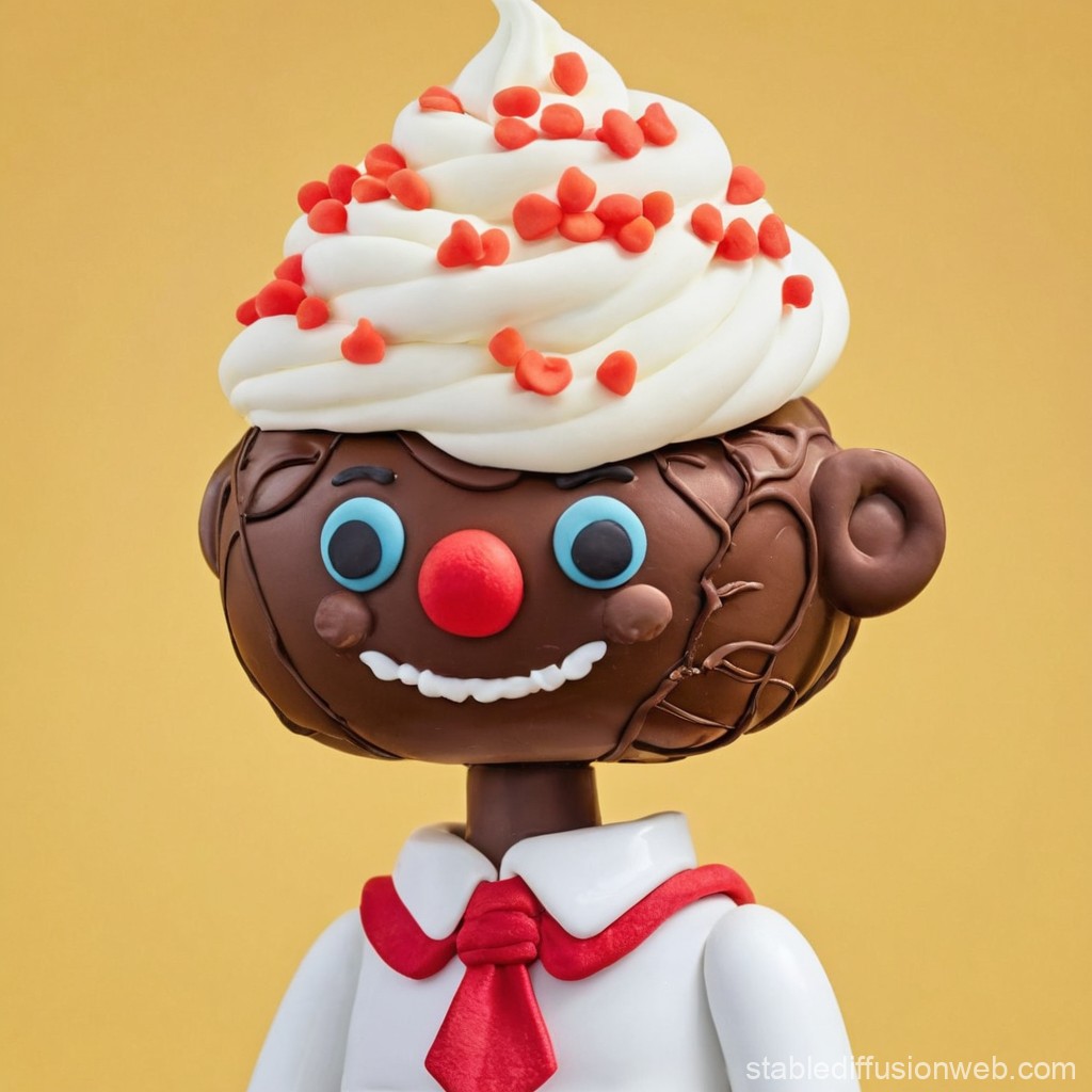 Whimsical Chocolate Character with Whipped Cream Hair