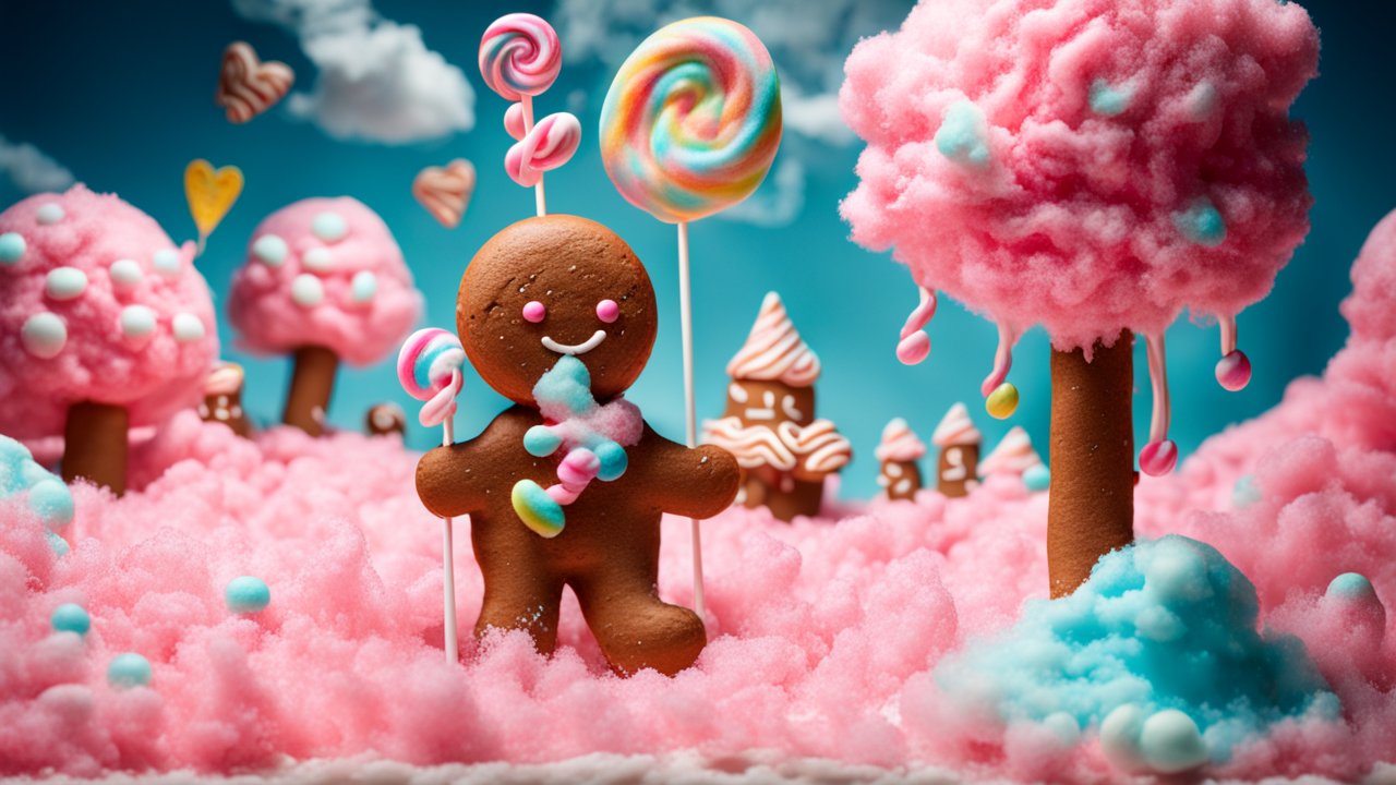Whimsical Cotton Candy Gingerbread Dreamscape