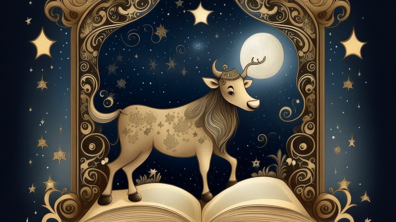Whimsical Deer Under Moonlight in Storybook Frame