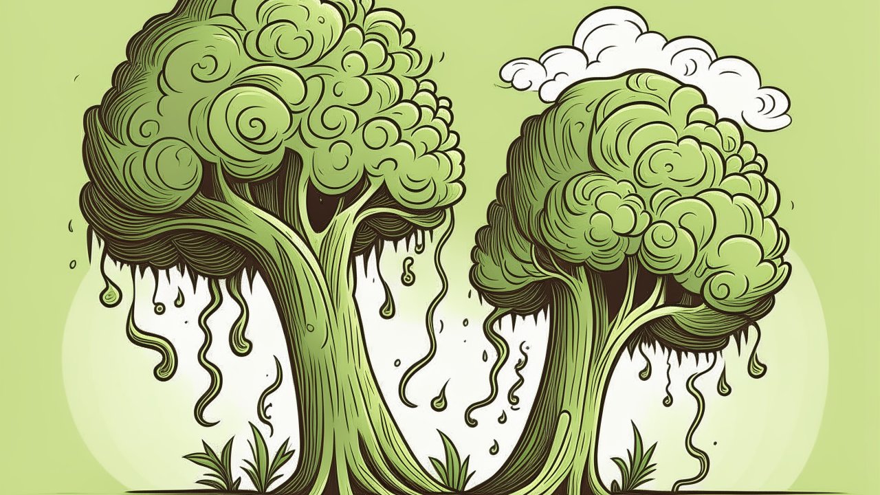 Whimsical Dripping Trees Illustration